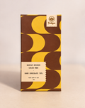 Muscat Infused 70% dark chocolate bar in a brown and yellow patterned wrapper